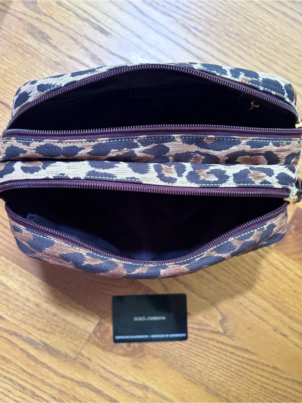 Dolce & Gabbana Leopard Animal Print Cosmetic Makeup Bag Authenticity Card